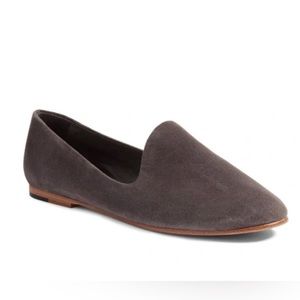 Vince. Gray Milo Pewter Suede Loafer Slip-on Flats